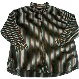 RocaWear Vintage Mens 6X Striped Button Down Shirt Long Sleeve Blue White